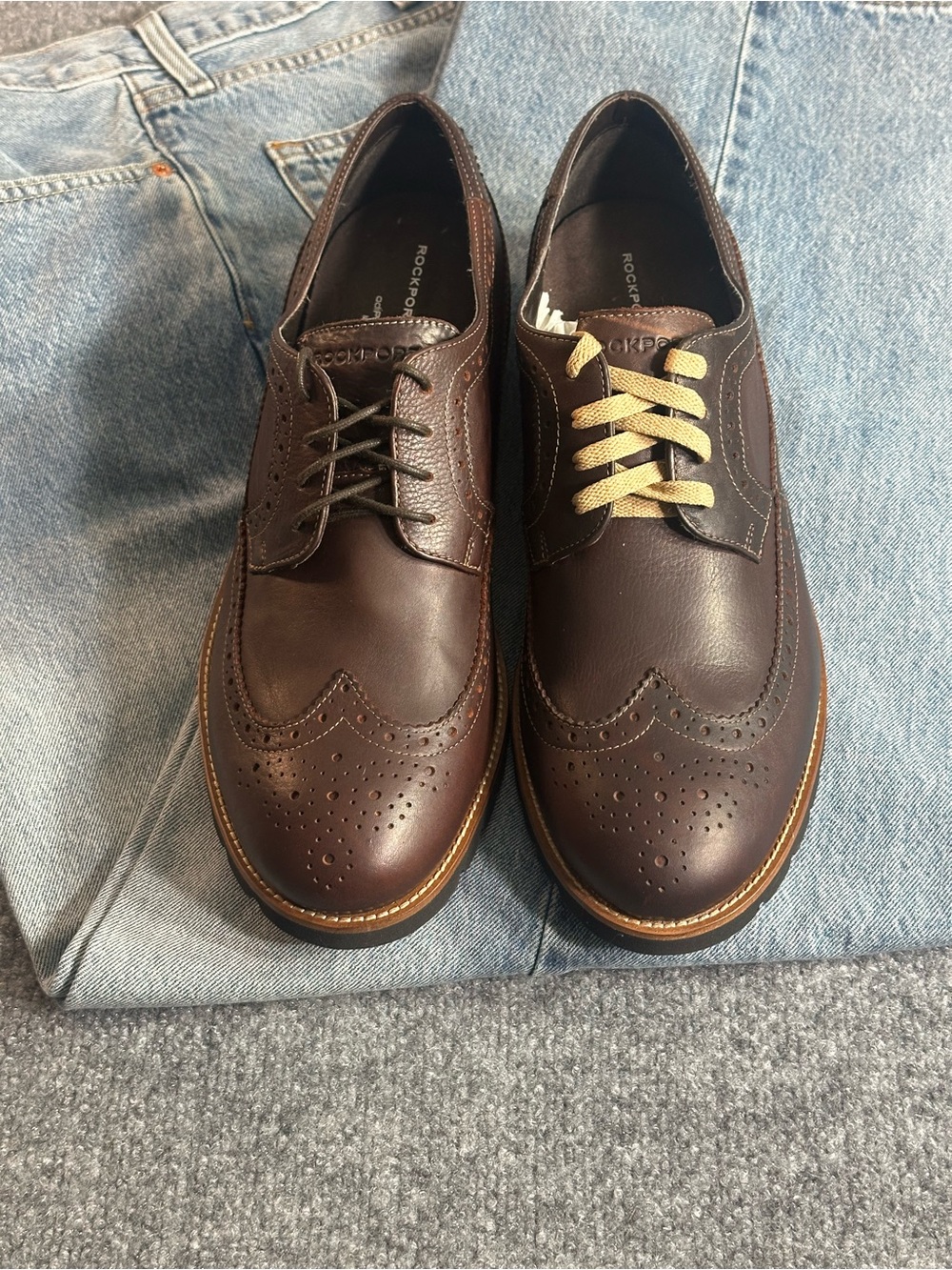 Rockport Men’s Wingtip Brown Oxfords Size 14
